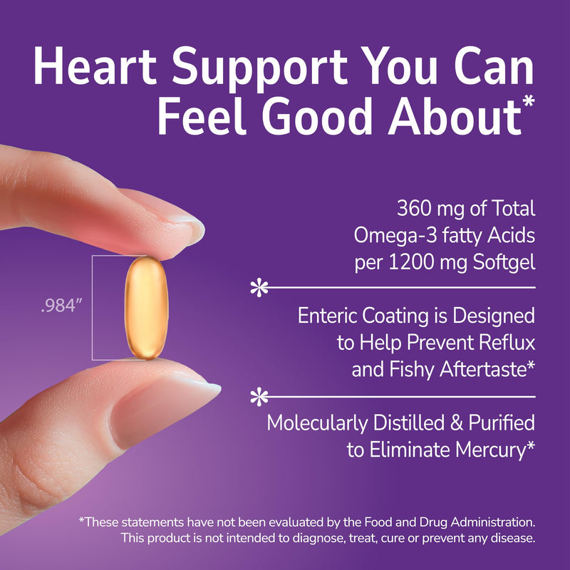 21st Century Fish Oil 1200mg Enteric Coated Softgels, Omega-3, 90 Count | Omega-3 Fish Oil 1200 mg with 360 mg EPA & DHA, Heart Health Support, Enteric-Coated & Easy to Digest, 90-count Softgels 90 Count (Pack of 1)