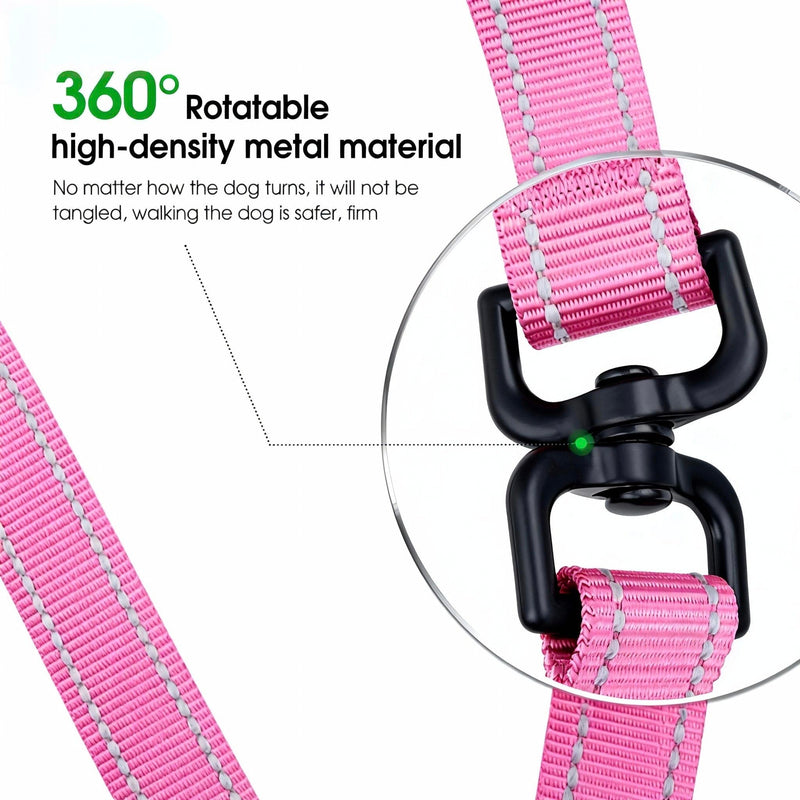 Hands-Free Dog Leash, Heavy Duty No-Pull Training Lead w/Anti-Tangle & Reflective Thread for Small Medium Dogs for Running/Walking Pink 5Ft Pink(Not Included Traffic Handle) 5ft(Width 4/5") - BeesActive Australia