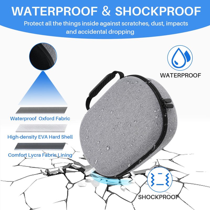 ZOOS for Apple Vision Pro Case Hard Carrying Case for Vision Pro Accessories VR Headset, Shockproof Waterproof Travel Case Storage Bag Compatible with Apple Vision Pro for Travel Home Storage, Grey - BeesActive Australia