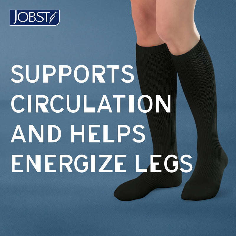 JOBST ACTIVA Athletic 8-15 mmHg Compression Socks Knee High, Closed Toe Black Large