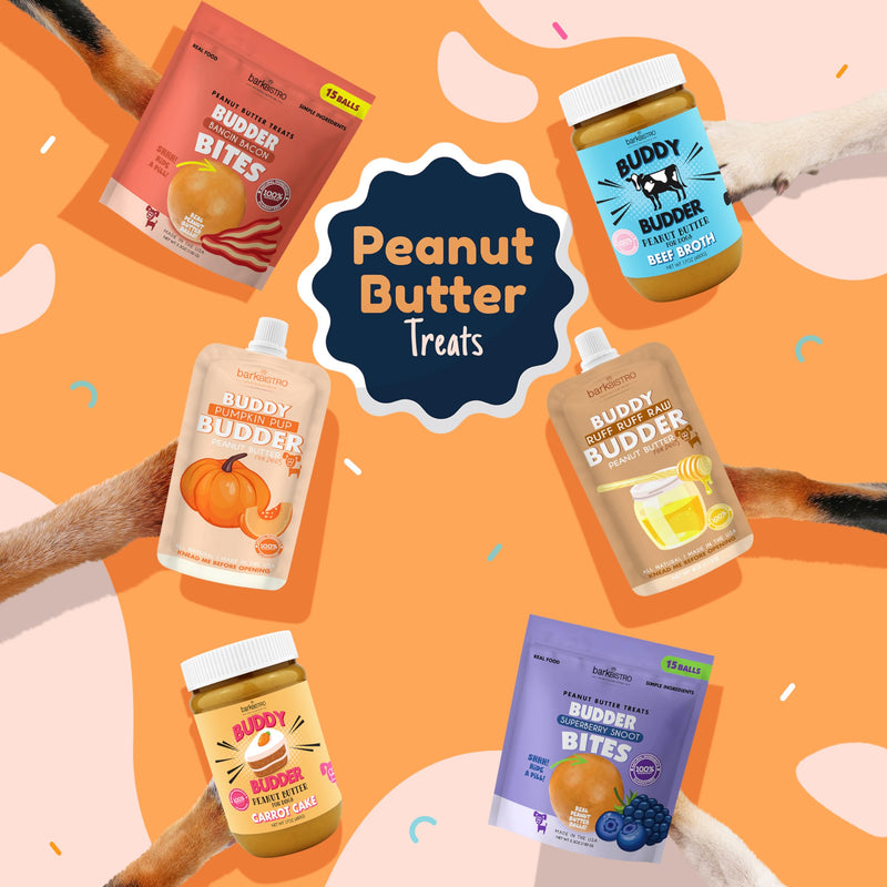 Bark Bistro Company Blueberry Probiotic Pup Buddy Budder, 100% Natural Dog Peanut Butter, Peanut Butter Treat Supplement, Made in USA (17oz)