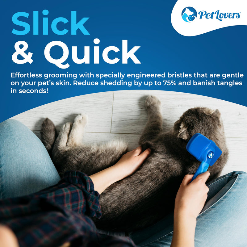 PetLovers EzSlicker Self-Cleaning Brush - Dog Brush for Shedding, Gentle Slicker Brush for Cats, Tangle-Free Grooming Comb with Soft Bristles & Ergonomic Handle for Stress-Free Grooming - BeesActive Australia