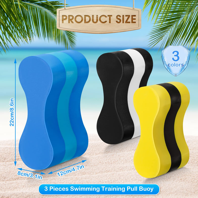 3Pcs 3 Layer Swimming Pull Buoy Unisex Swim Pool Training Aid EVA Swim Gear Pool Buoy Float Legs and Hips Support for Kids Adults Teens Beginners