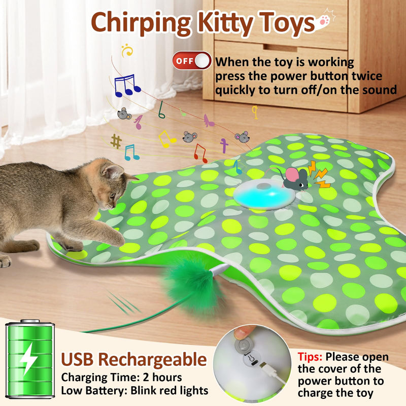 Interactive Cat Toy, Automatic Cat Toys for Indoor Cats, Hide and Seek Cat Toy with Motion Activated, Moving Feather, Chirping, USB Rechargeable - BeesActive Australia