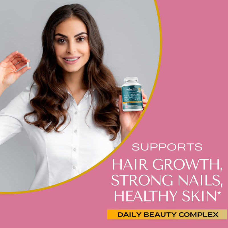 Hair Skin and Nails Vitamins with Biotin 5000mcg, Horsetail, Bamboo, Saw Palmetto, Supports Hair Growth, Strong Nails, Healthy Skin for Women and Men, Sugar Free, Non-GMO, 60 Capsules