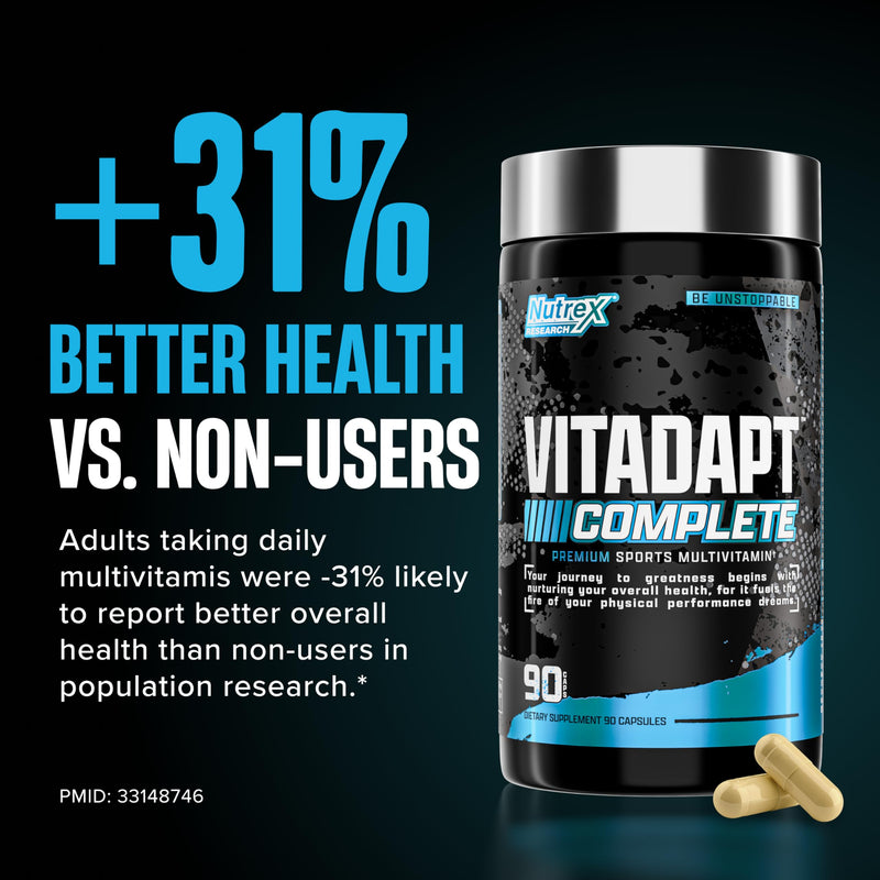 Nutrex Research Vitadapt Complete Sports Multivitamin for Men - 24 Vitamins, KSM-66 Ashwagandha and Minerals for Athletes - Mens Multivitamin (90 Capsules) 1