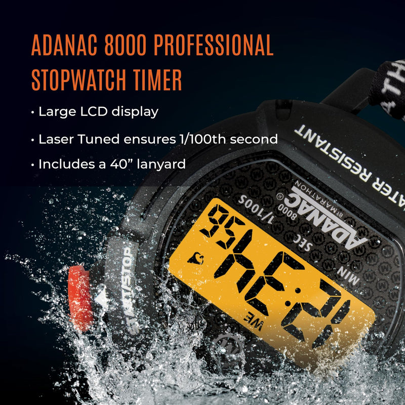 Marathon Adanac 8000 Professional Digital Stopwatch with Touch Feedback, Black, Black
