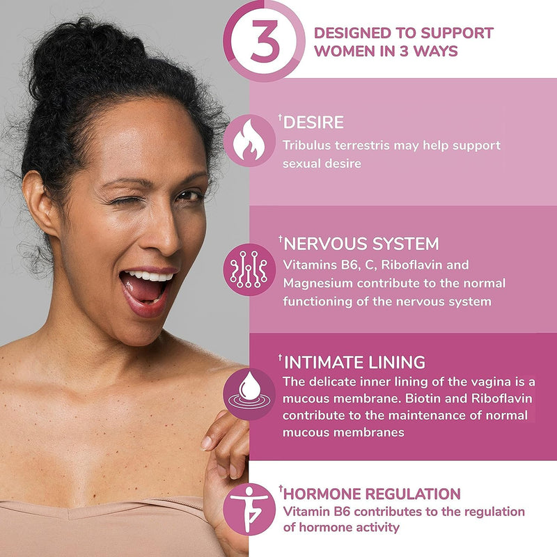 Health & Her Intimacy+ Desire Supplement for Women, Vegan, 30 Day Supply | Daily supplement with Maca Root, Tribulus Terrestris, Sea Buckthorn, L-Arginine & B vitamins; Gluten-free; 60 Tablets