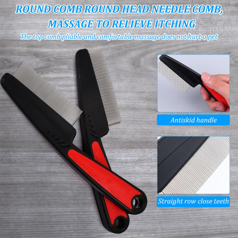 Pack of 2 pet flea combs, 18 cm cat dog lice comb, professional flea comb for cats/dogs, stainless steel dust comb with fine teeth, pet flea removal comb, effective against fleas/nits/dirt/ticks - BeesActive Australia