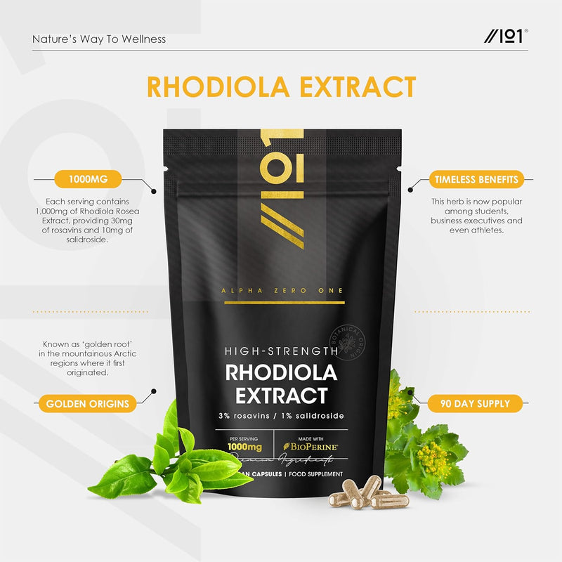 Organic Rhodiola Rosea 1000mg – Golden Root Powder – Certified Organic, Non GMO, Gluten Free, Halal – 60 Vegan Capsules - BeesActive Australia