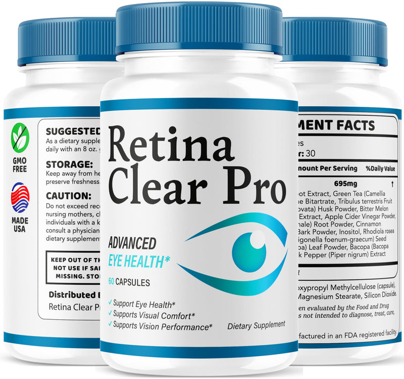 (2 Pack) Retina Clear Pro Capsules - Official Retina Clear Pro Advanced Eye Health Support Pills, Natural RetinaClear Supplement Vitamins Overall Wellness & Support Reviews, 120 Capsules for 2 Months