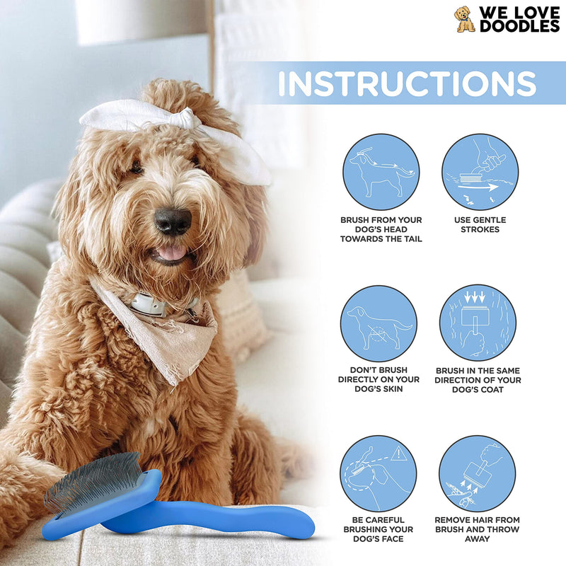 We Love Doodles Dog Slicker Brush for Grooming Pet Hair - Best Brushes For Poodle & Golden Doodle - Long Haired Brush For Dogs - Goldendoodle Long Pin Brush For Dematting (Large) Large Slicker Brush - BeesActive Australia