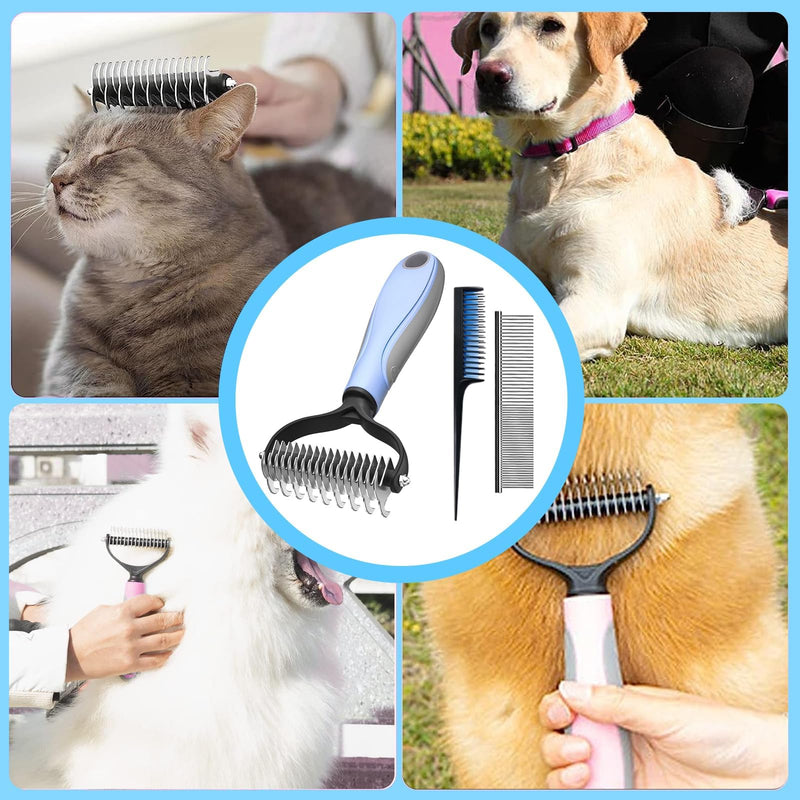 Txeouse Cat Brush Long Hair & Dog Brush Long Hair - Undercoat Comb Removes Undercoat & Tangles | Thinning & Top Hair Protection (Blue) Blue - BeesActive Australia