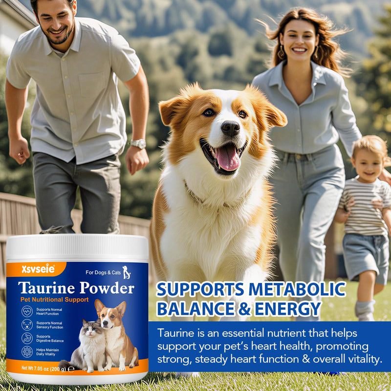 Taurine Powder for Cats & Dogs, 200g Heart Supplement Powder Supports Heart, Vision, Skin & Coat and Immune System Health, Easy to Mix in Food