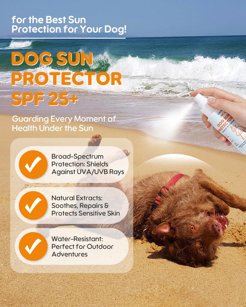 Dog Sun Protector - 3-in-1 Sunscreen Spray丨Shields, Soothes & Moisturizes - Quick Dry, Water-Resistant, Transparent丨Outdoor Essential for Dogs