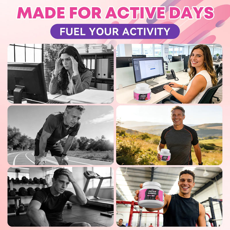 Whey Protein Gummies for Muscle Recovery & Growth – Daily Protein Supplement for Men & Women – Post Workout Supplement