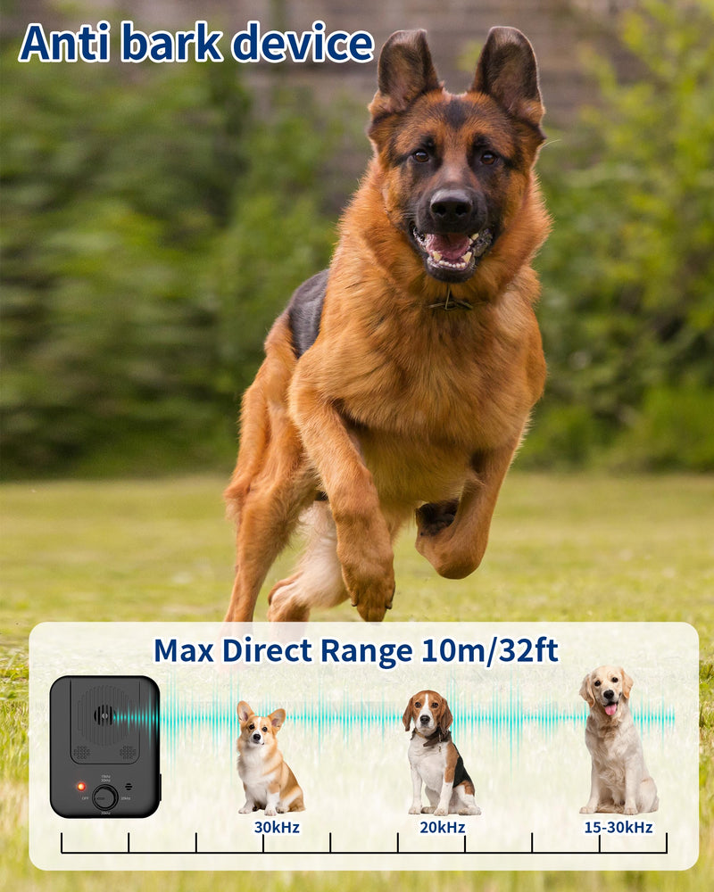 Ultrasonic Bark Control Device – 3 Adjustable Modes for Small, Medium & Large Dogs, 32ft Range, Suitable for Indoor & Outdoor Use (Deep Black) Deep Black
