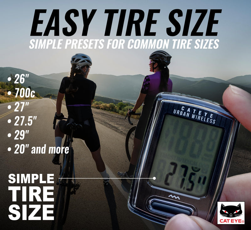 CATEYE Urban Wireless Bike Computer – Analog Speedometer & Odometer with Calorie Tracking, FlexTight™ Mount, Auto Start/Stop, Programmable Odometer & Easy Setup for All Bikes
