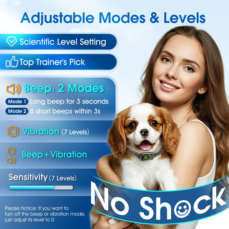 Bark Collar, Dog Bark Collar for Small Medium Mini Dogs, Automatic Stop Bark Collar, Safe Humane Barking Collar with 4 Effective Modes Beep Vibration & 7 Adjustable Sensitivities, Black S - BeesActive Australia