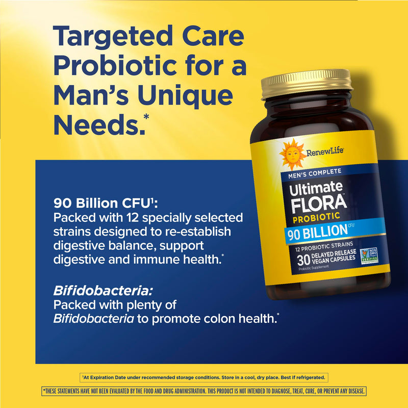 Renew Life Probiotics for Men 90 Billion CFU 30 Count (Pack of 1)