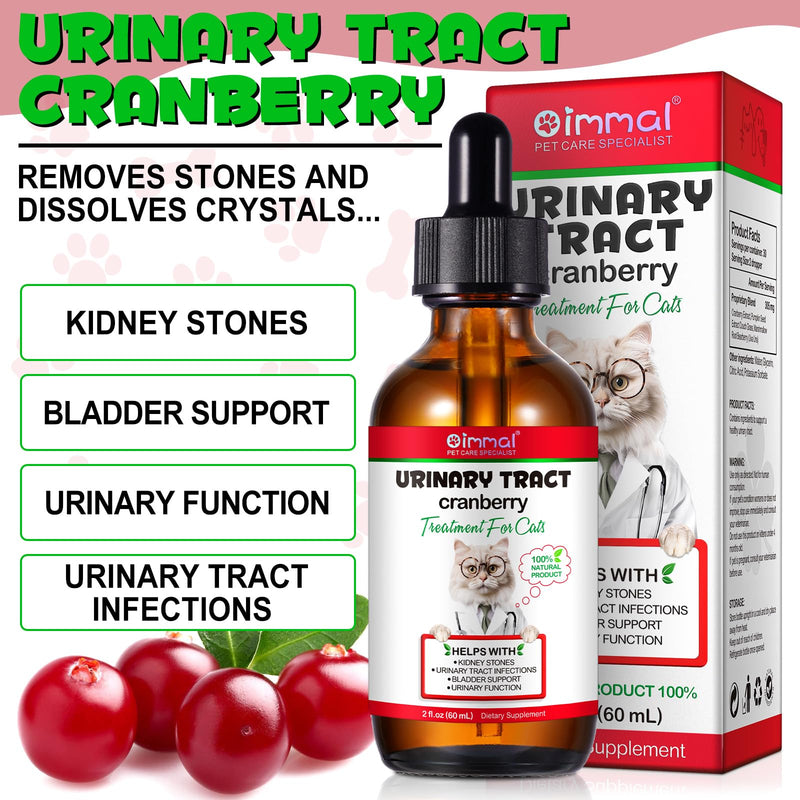 Cat Urinary Tract Infection Treatment Drops, 2 FL oz Cat UTI Healing Drops with Cranberry Extract Supports Bladder, Kidney Stone, Prevention of Incontinence in Urinary Health for Cats - BeesActive Australia