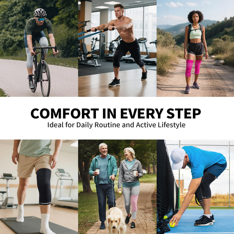 CAMBIVO Knee Brace for Women and Men (2 Pack), Ultra-Thin Lightweight Knee Compression Sleeve (Gray, Medium) Gray