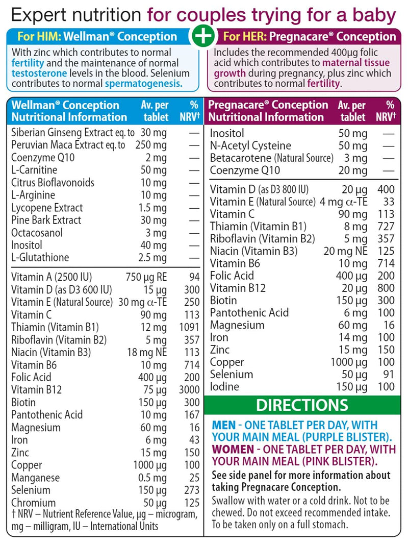 Vitabiotics - Pregnacare - His & Her Conception - 2x30 Tablets 1 Count (Pack of 60)
