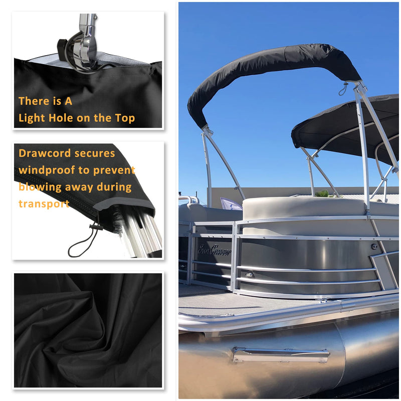 Kintaki Bimini top Boot Cover, Suitable for 3-4 Bows Bimini Tops, Design with Light Hole Bimini Top Cover, 600D Waterproof Bimini Storage Boot black XL 81-101IN - BeesActive Australia