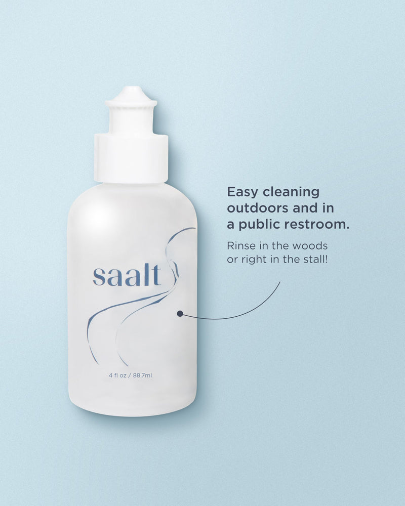 Saalt Travel Menstrual Kit - Easy Cleaning for Public Restroom, School, or Travel for Menstrual Cup or Menstrual Disc - Reusable Travel Bag, 4oz Wash, Squeeze Bottle, Compact Sanitizer - BeesActive Australia