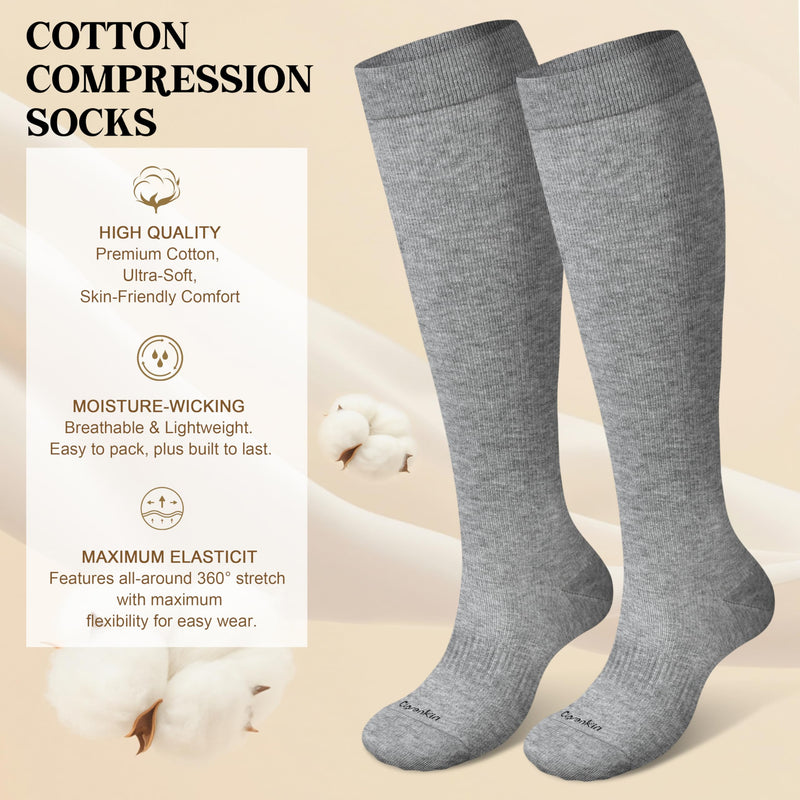 Premium Coton Compression Socks for Women&Men 15-20mmHg Knee High Sock for Nurses, Flying, Travel, Pregnancy 4pairs-mix1 Medium-Large