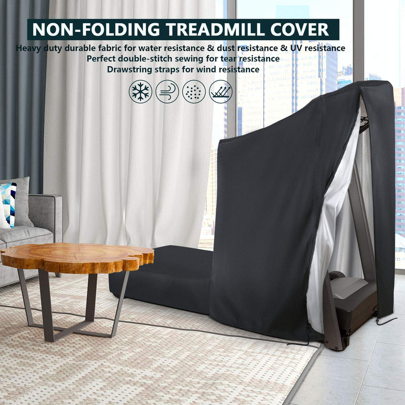 POMER Treadmill Covers, Dustproof Waterproof Non-Folding Running Machine Protective Cover with Zipper - Ideal for Indoor Outdoor Home Treadmill Use Silver
