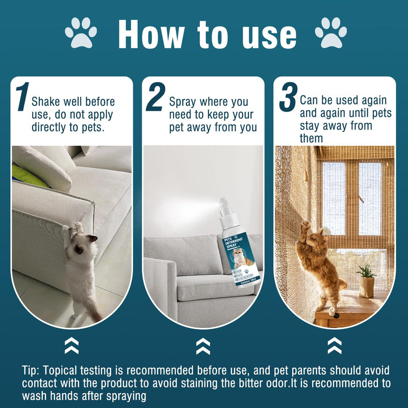 Cat Deterrent Spray,Cat Repellent Spray for Furniture,Bitter Spray for Cats,Pet Behavior Training,Keeps Cats Away,Safe and Non-Toxic, Plant Extracts, 2 - BeesActive Australia