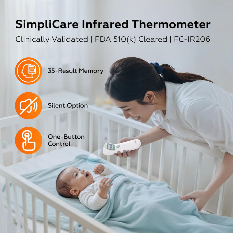 FC-IR206 | FDA 510(k) Cleared Medical Grade Infrared Thermometer | 2-in-1 Non-Contact Forehead & Object Thermometer for Baby, Infant, Toddler, Kids & Adults