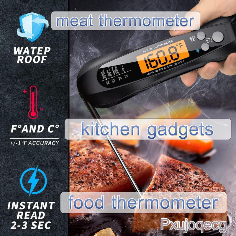 Instant Read Meat Thermometer for Cooking – Waterproof Digital Food Thermometer with Backlit LCD, Long Probe, Fast Accurate Kitchen Thermometer for BBQ, Grill, Candy & Oil (°C/°F) - BeesActive Australia