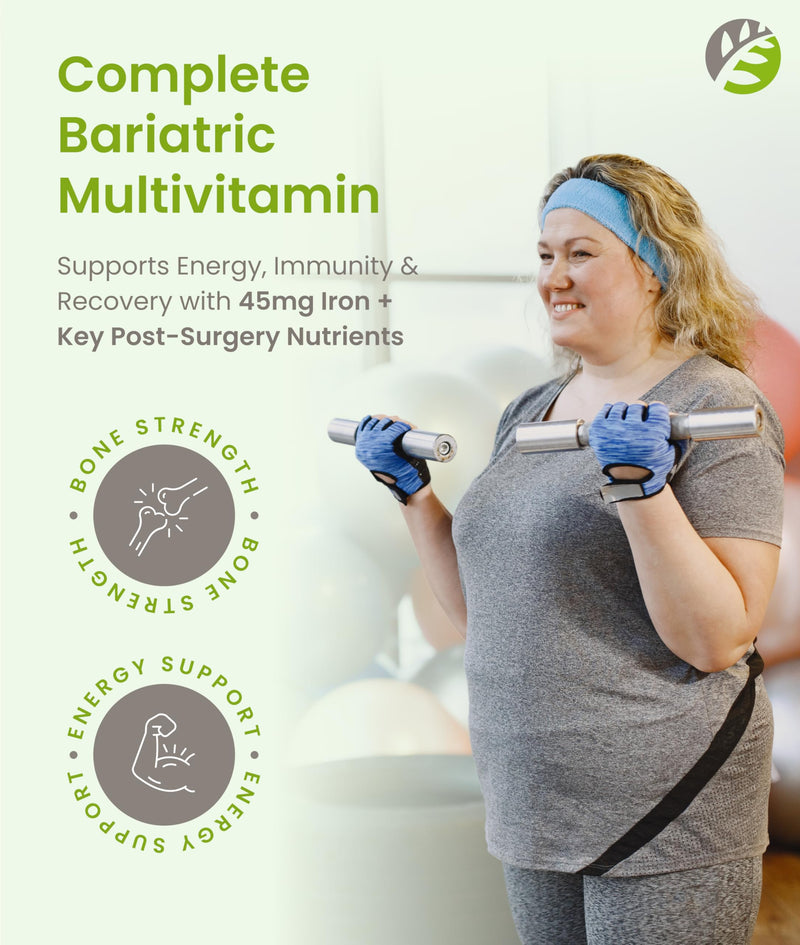 BariSlim Complete Chewable Bariatric Multivitamin Tablets - 45 mg Iron - Bariatric Vitamin & Supplement for Post Bariatric Surgery Including Gastric Bypass & Gastric Sleeve | Mixed Berry | 90 Tablets