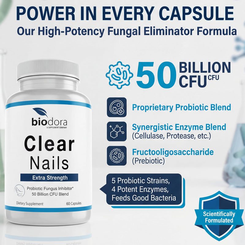 Oral Probiotic Antifungal Pills - Extra Strength Nail Fungus Eliminator | Toenail Fungal Inhibitor - Clear Nails Supplement | 50 Billion CFU (60 Capsules)