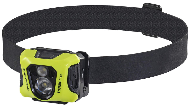 Streamlight 61436 Enduro Pro 200-Lumen USB Rechargeable LED Headlamp with Elastic Head Strap, Rubber Hard Hat Strap, 3M Dual Lock Fasteners, and USB Cable, Yellow - BeesActive Australia