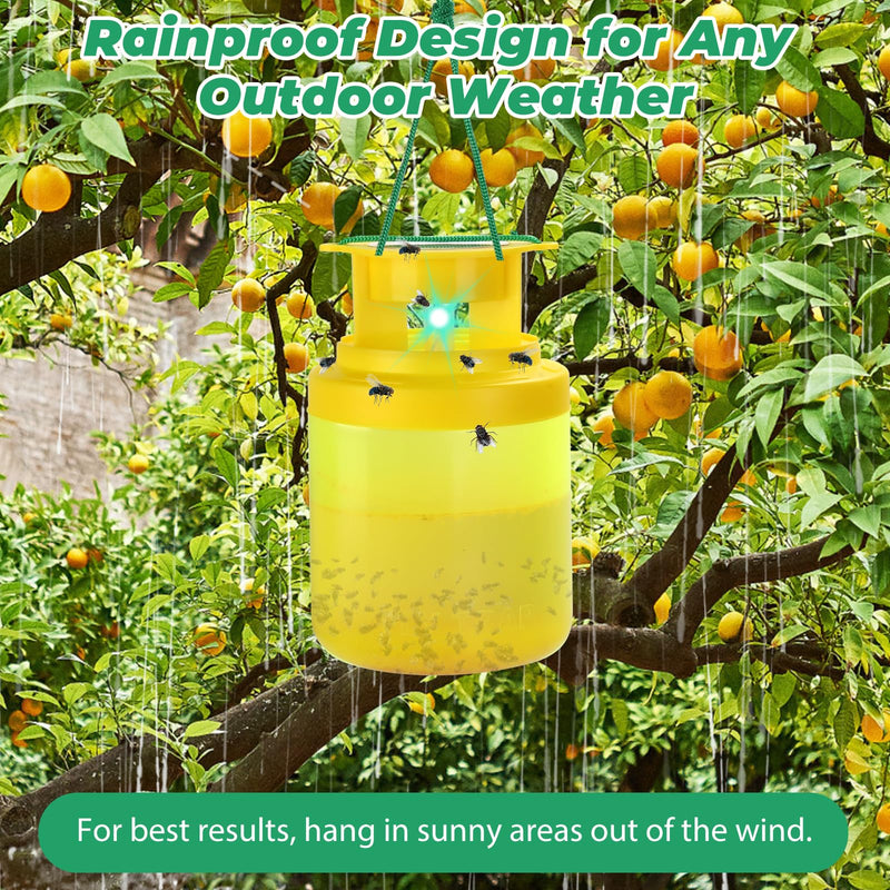 Fly Traps Outdoor Hanging, 2 Pack Solar Fly Trap with Natural Bait Refill, Reusable House Fly Killer, Horse Fly Catcher Fruit Fly Repellent Jar Bottle for Patio Barn Ranch Stable Orchard - BeesActive Australia