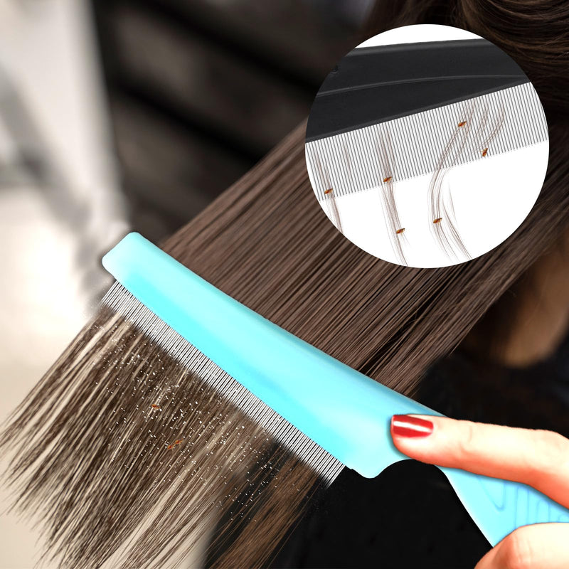 4 Pcs Stainless Steel Dandruffs Comb, Fine Tooth Psoriasis Comb Metal Lice Combs Dandruff Remover Scalp Combs for Dandruff, Lice, Thick, Dry, Curly Hair
