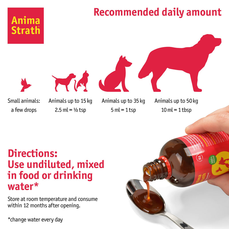 Anima-Strath Dog Vitamins and Supplements for Food, with 61 Nutrients, Vitamins & Minerals for Dogs & Cats, Herbal Yeast for Immune System & Digestive Care, Amino Acids & Prebiotic Qualities (100 ml) 100 ml