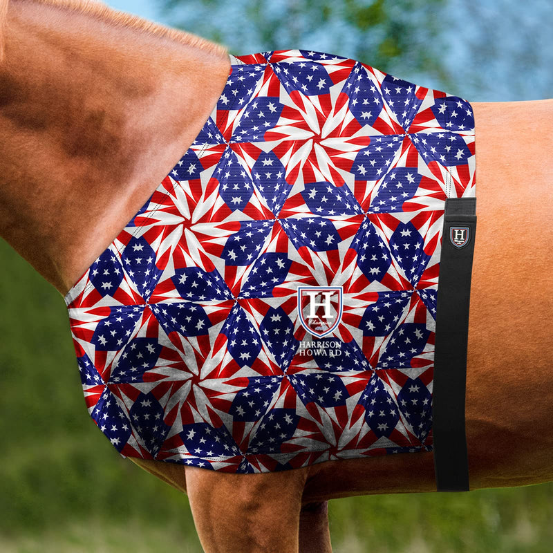 Harrison Howard Heat-insulating Breathable Stretchy Shoulder Guard Anti Rub Bib for Horse US Flag Prism L Full (Large)