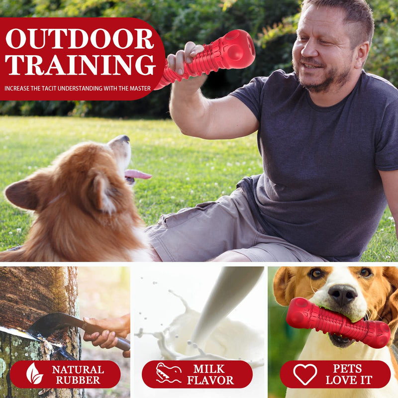 Dog Squeaky Toys for Aggressive Chewers, Durable Dog Chew Toys for Large Medium Breed Dog, Dog Toys, Tough Durable Dogs Toys with Natural Rubber (A Red, for Larege Dogs) A Red - BeesActive Australia