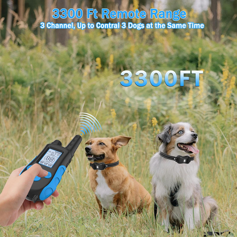 Dog Training Collar with Remote 3300Ft, Dog Shock Collar with Remote Control, 3 Training Modes, IPX7 Waterproof Rechargeable E-Collar Fit for Large Mid Small Dog - BeesActive Australia