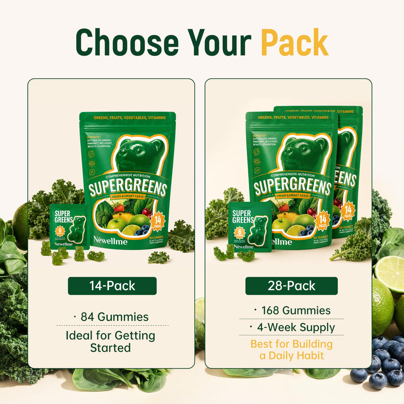 Super Greens Gummies, Digestive Health Support, 28 Daily Packs | 0g sugar super greens gummies with 6g dietary fiber, daily vitamins, and an 8,670mg Core Nutrients Blend for easy routines 6 Count (Pack of 28)