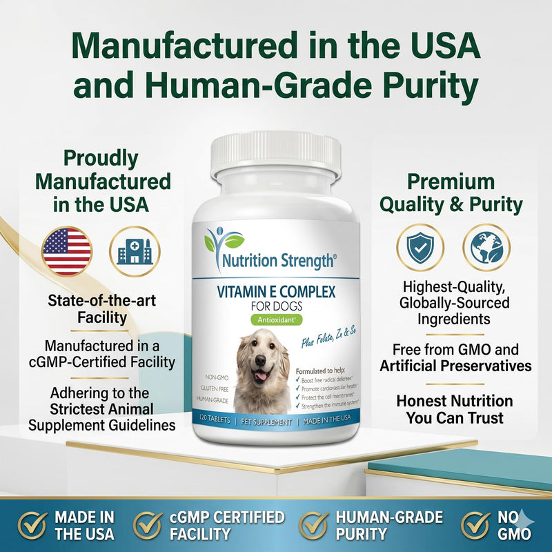 Vitamin E for Dogs, Promote Cardiovascular Health, Support Cell Membranes, Vitamin E Complex to Boost Dog Immune System Plus Zinc, Selenium, Folate, Salmon Oil, 120 Chewable Tablets