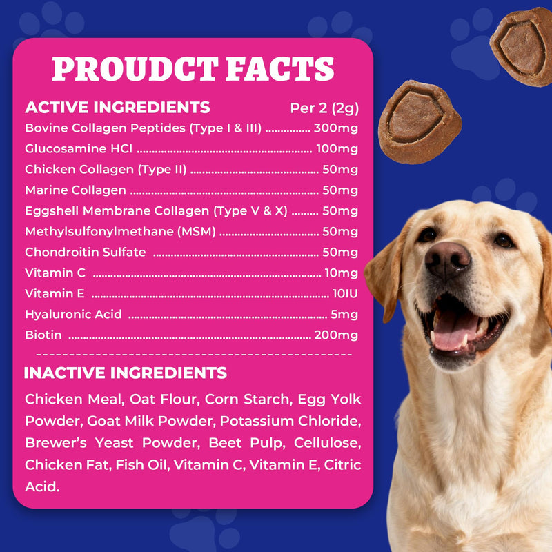 Wellix 9.17 oz Collagen Chews for Dogs, Dog Hip & Joint Supplement with Glucosamine, MSM, Chondroitin, Vitamins, for Joint Health & Mobility Support, Skin & Coat Health, for Small/Medium/Large Breeds
