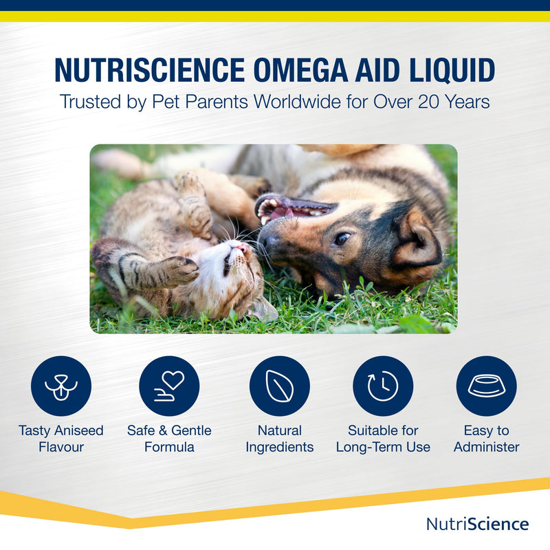 OmegaAid Omega 3 Supplement 500 ml, for Dogs and Cats, Skin and Coat Supplement