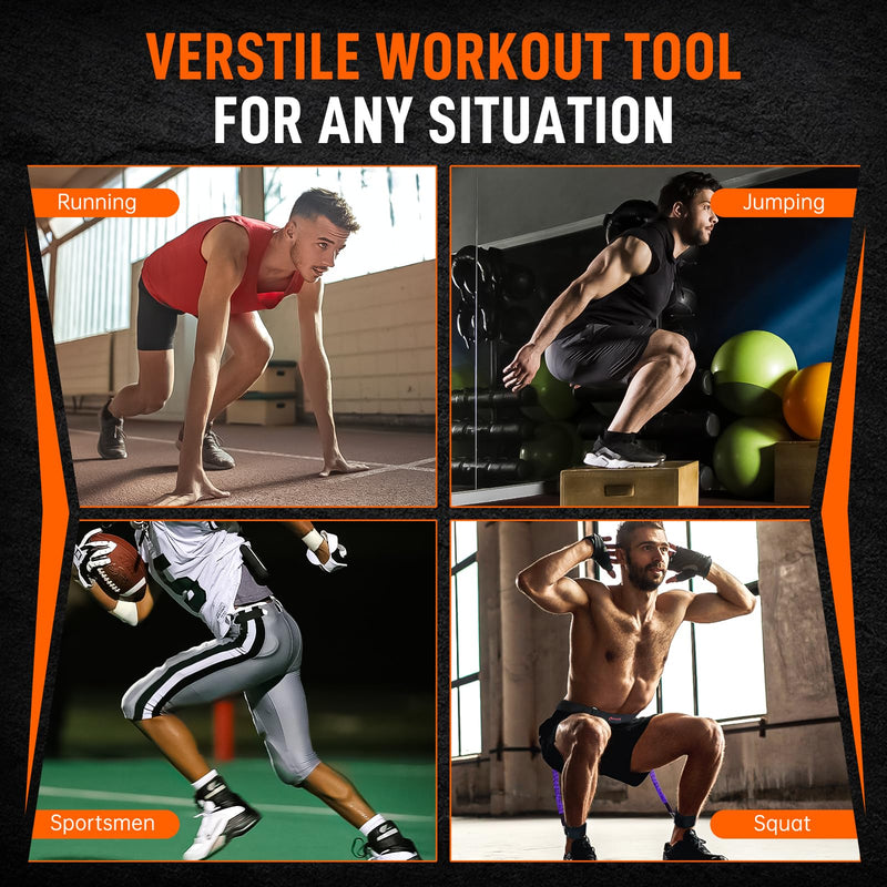 Vertical Jump Trainer Leg Strength Ankle Resistance Bands Set with Cuffs Workout Equipment for Leaping Fitness Basketball Volleyball Football Tennis Jumping Strength Training Equipment Purple - 50LB - BeesActive Australia
