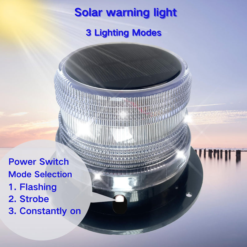 Cloud Fire LED Anchor Light for Boat Yacht, Magnetic Solar Powered Navigation Lamp, IP65 Waterproof & Dustproof, Strobe Warning Light, PC Material,4 Modes (Flashing, Strobe, Steady,Rotation), White White light
