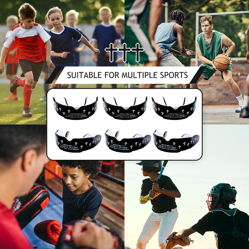 6 Pcs Cross Mouth Guards Christian Teeth Armor Sport Game Guard Religious Mouthguards for Boxing, Football, Basketball, Baseball, MMA, Rugby and All Contact Sports - BeesActive Australia